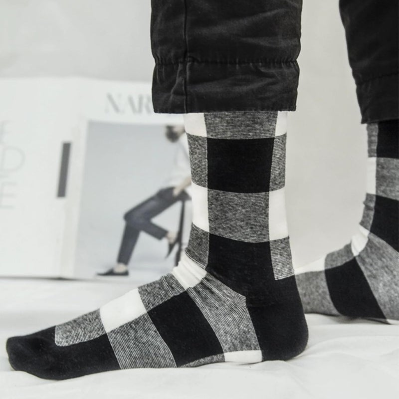 UTOWO Buffalo-Plaid-Cotton-Socks - Check Crew Socks Hiking Casual Warm Socks 2-pairs Fit for women - Image 2
